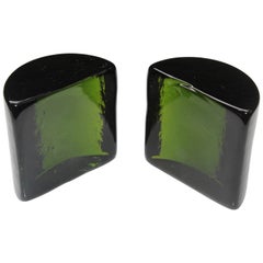 Wayne Husted for Blenko Green Glass Bookends