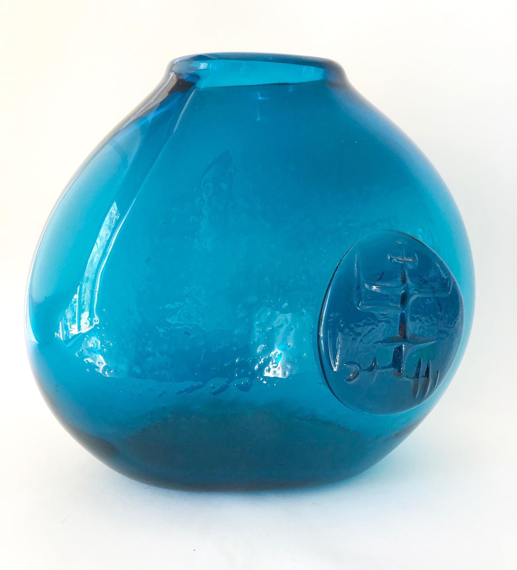 Wayne Husted for Blenko Medallion Vase In Good Condition In Palm Springs, CA