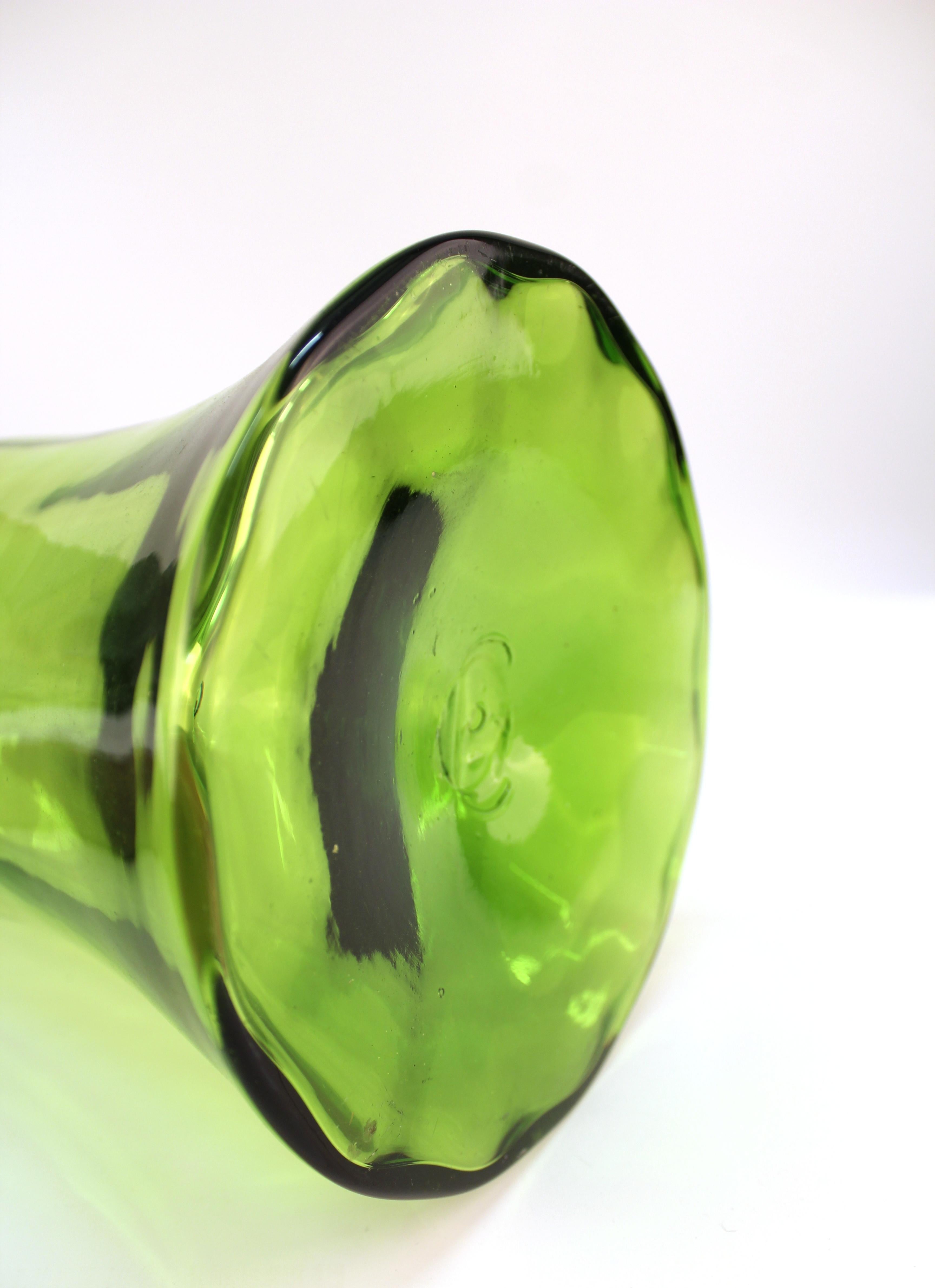American Wayne Husted for Blenko Mid-Century Modern Lime Green Glass Decanter