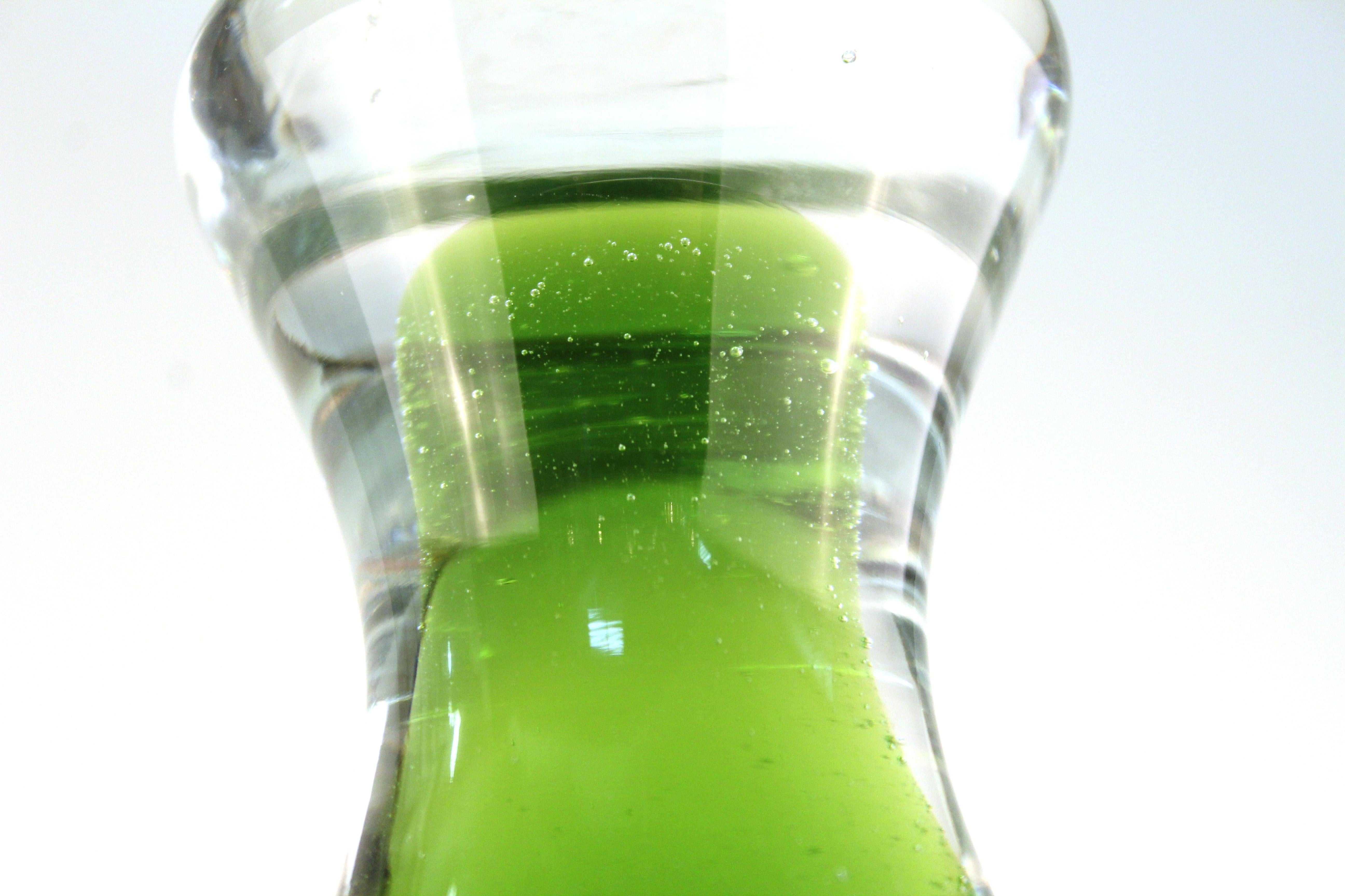 Wayne Husted for Blenko Mid-Century Modern Lime Green Glass Decanter 1