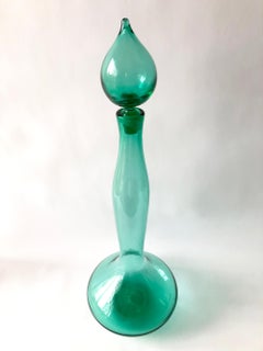Wayne Husted for Blenko Sea Foam Green Genie Bottle Decanter