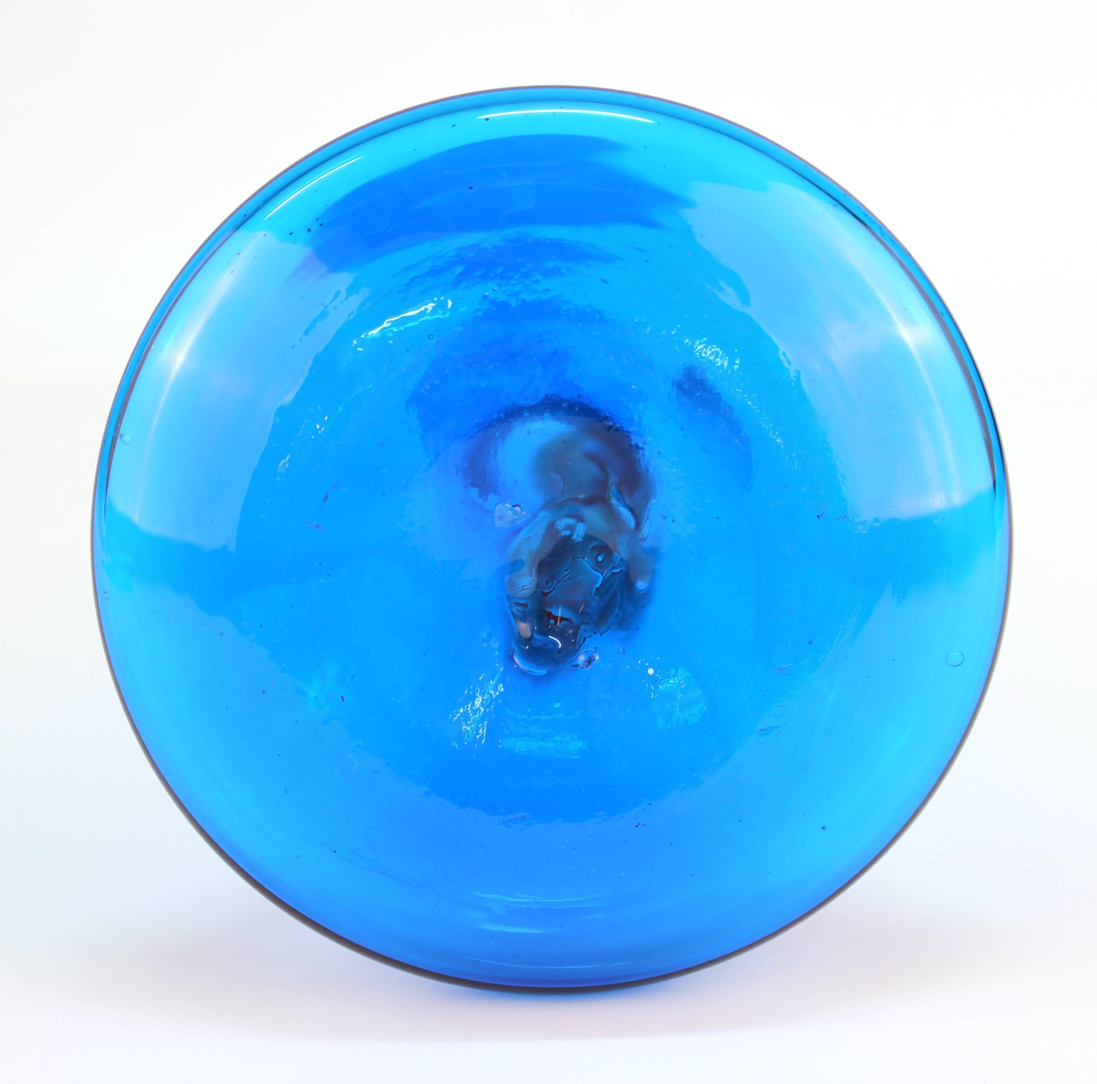 Wayne Husted for Blenko Turquoise 'Shot Glass' Decanter In Excellent Condition In New York, NY