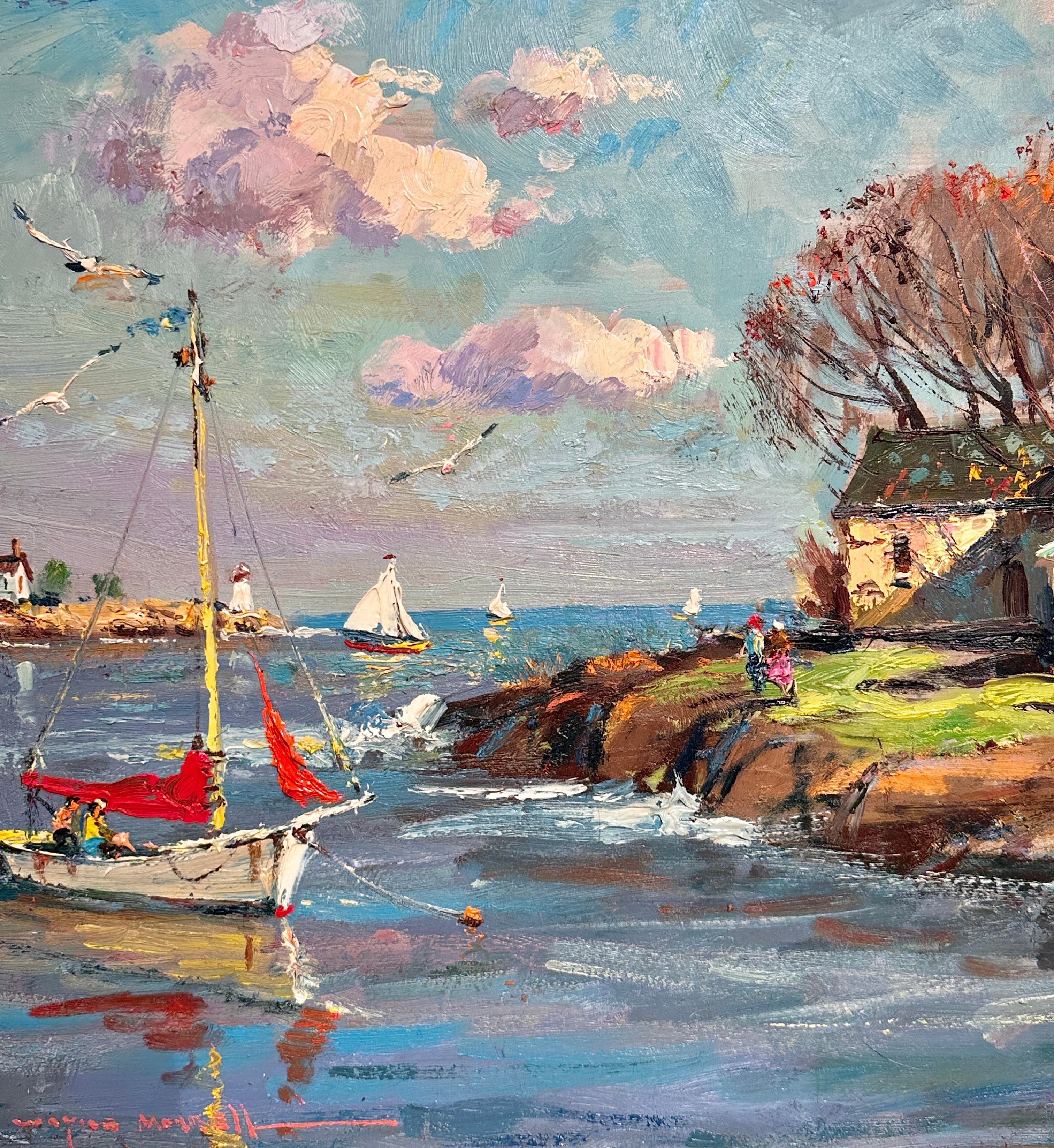 Cape Ann Artist Wayne B. Morrell Coastal Landscape Scene Rockport, Mass - American Impressionist Painting by Wayne Morrell