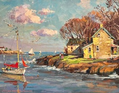 Cape Ann Artist Wayne B. Morrell Coastal Landscape Scene Rockport, Mass