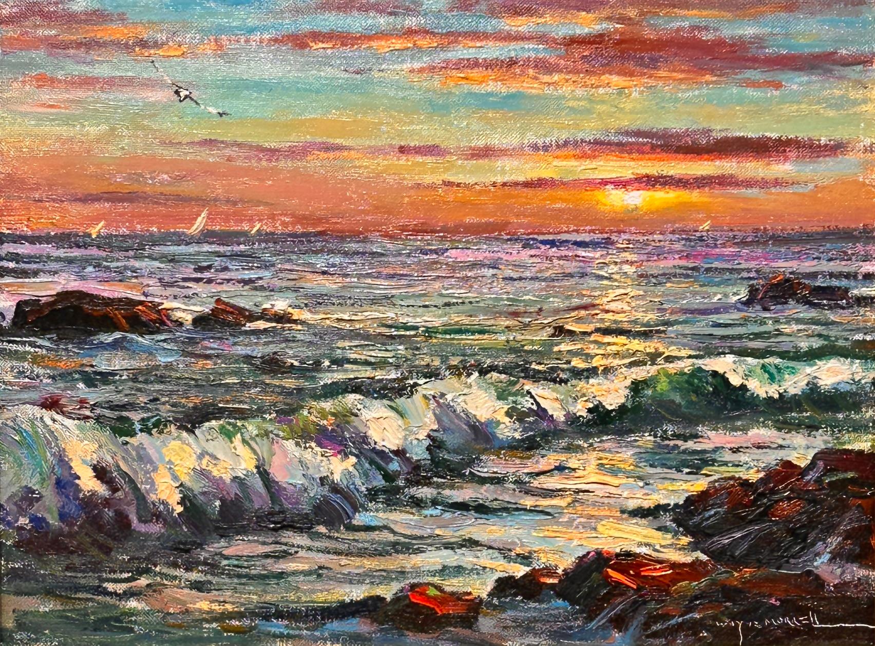 Wayne Morrell Paradise Cove, Sunset, Surf and Rocks For Sale at 1stDibs