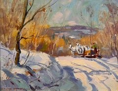 Rockport Artist, Wayne Morrell (1923-2013) Snowy Landscape Scene