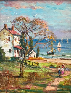"Rockport Harbor- Granite C. Warf" Impressionist Pastoral Oil Painting Landscape