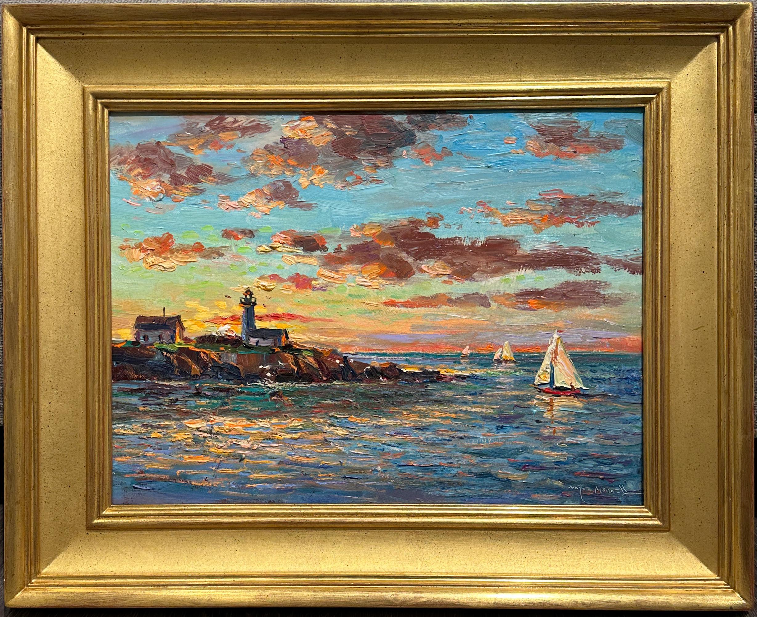 Wayne Morrell (1923–2013), Eastern Point Lighthouse, Gloucester Sunset For Sale 1