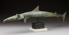 "Aguglia" bronzo figurativo di un pesce lungo e sottile con una texture intenzionale