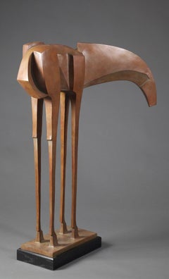 "Pecos (4/6)" scultura astratta contemporanea in bronzo di un cavallo