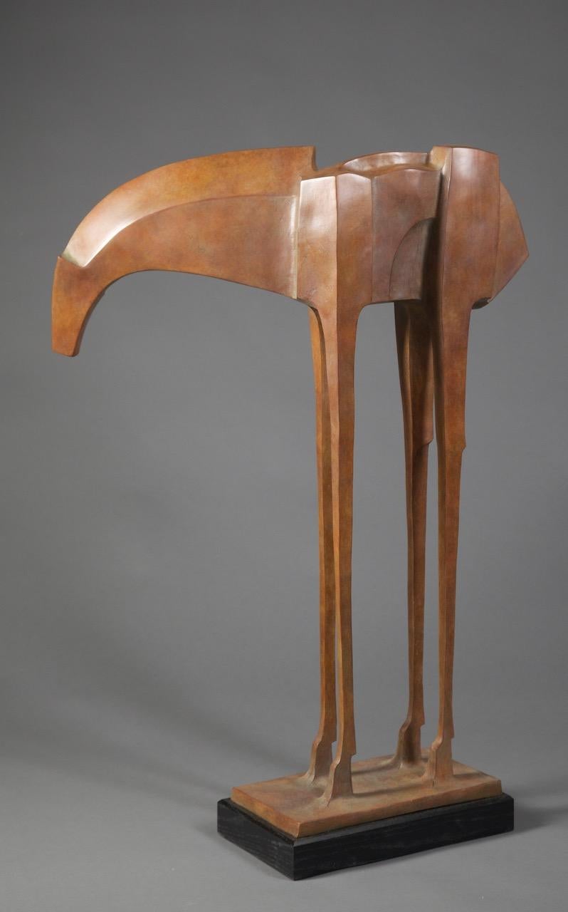 Zeitgenössische abstrakte Bronzeskulptur eines Pferdes „Pecos (4/6)“ aus Bronze  (Gold), Figurative Sculpture, von Wayne Salge