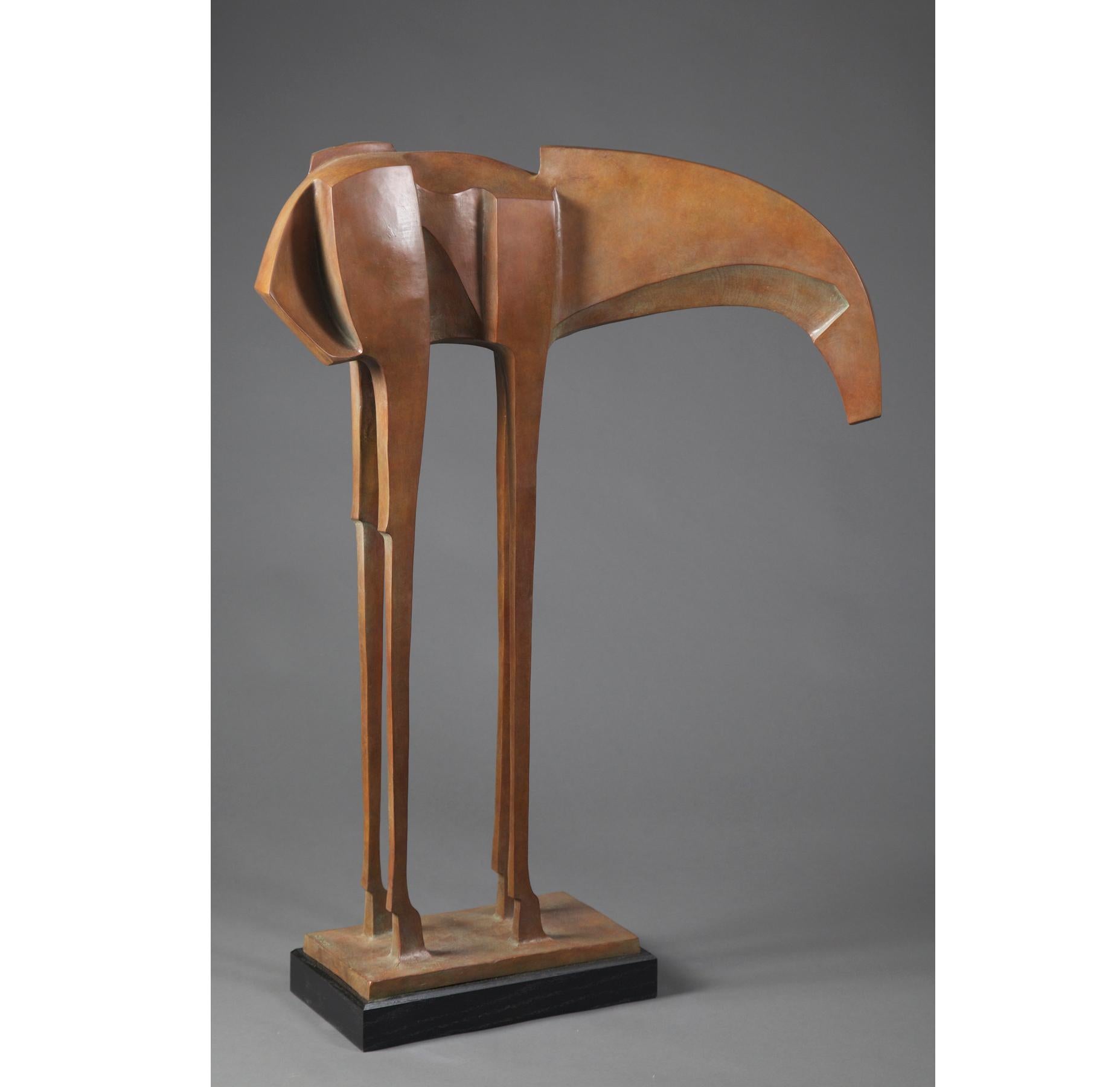 Wayne Salge Figurative Sculpture – Zeitgenössische abstrakte Bronzeskulptur eines Pferdes „Pecos (4/6)“ aus Bronze 