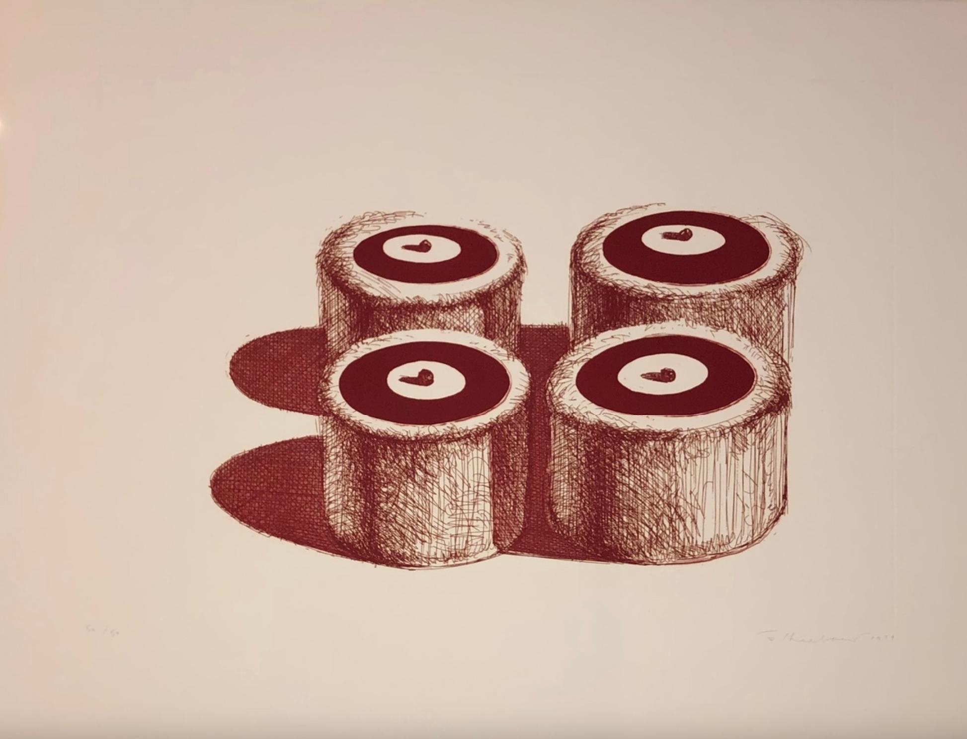 Cherry Cakes (Recent Etchings II), 1979 - Print by Wayne Thiebaud