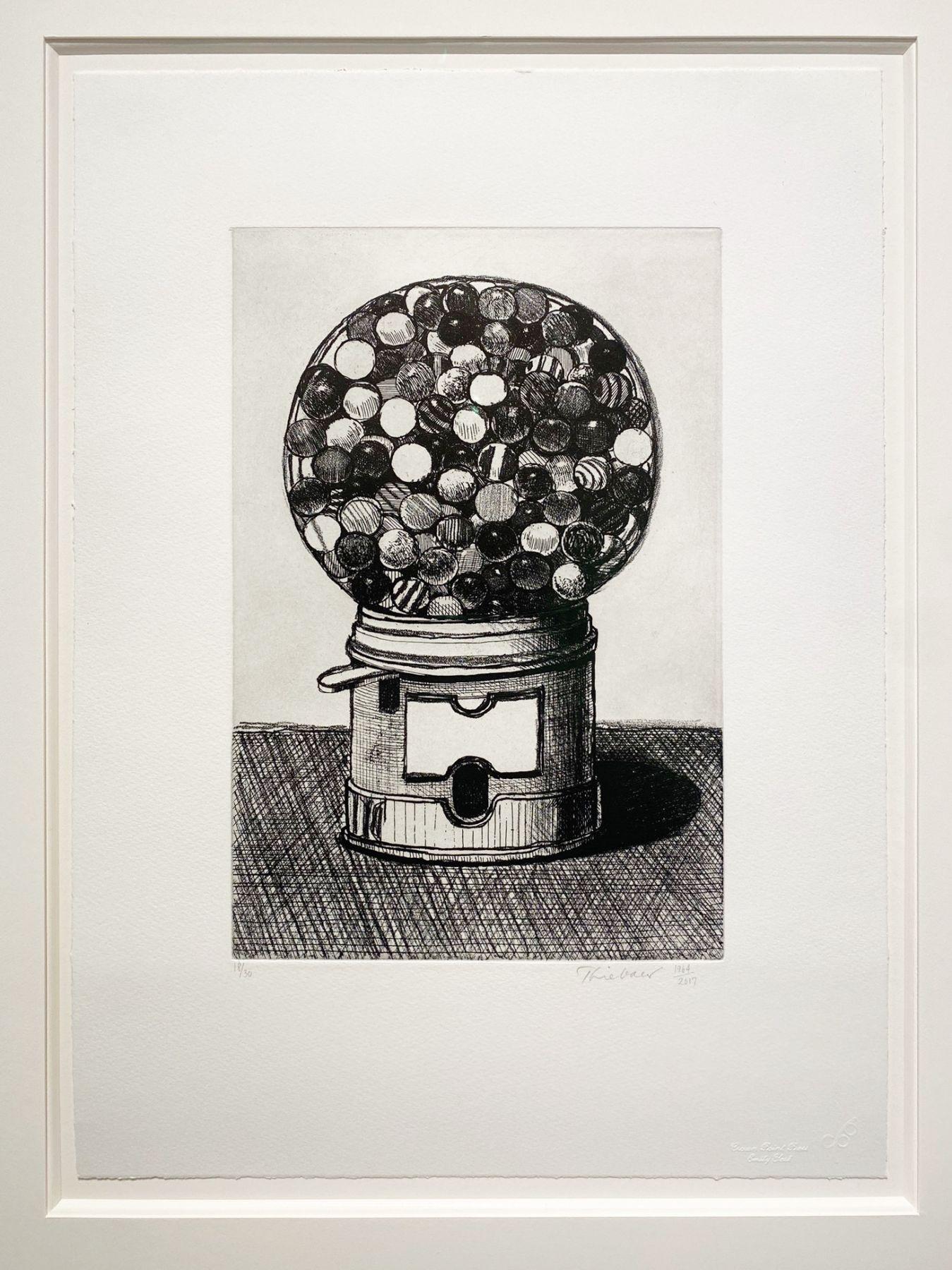 Dunkelgraue Gumballmaschine (Nachkriegszeit), Print, von Wayne Thiebaud