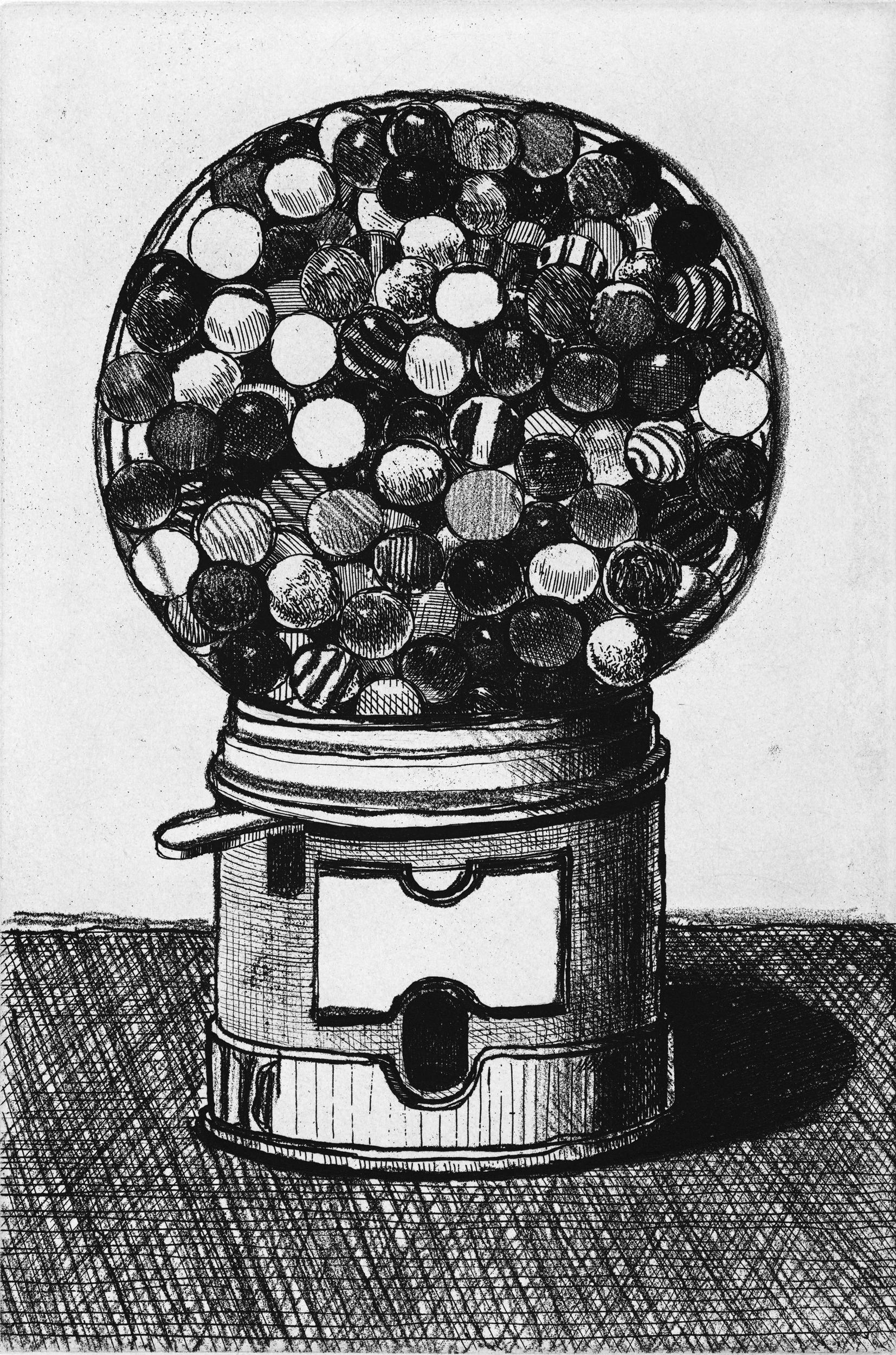 Wayne Thiebaud Figurative Print - Dark Gumball Machine