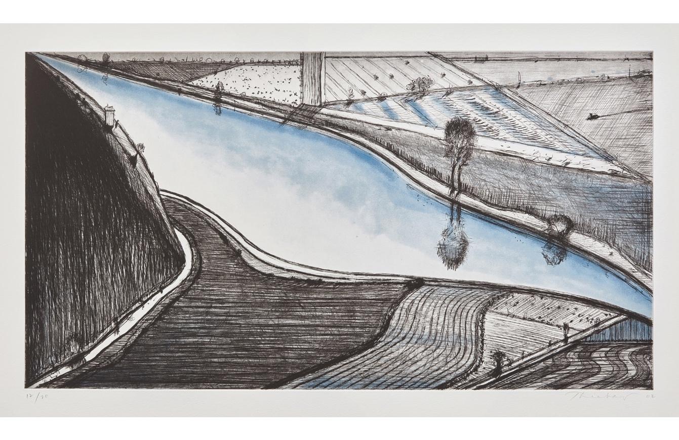 Wayne Thiebaud Landscape Print - Dark Hill River