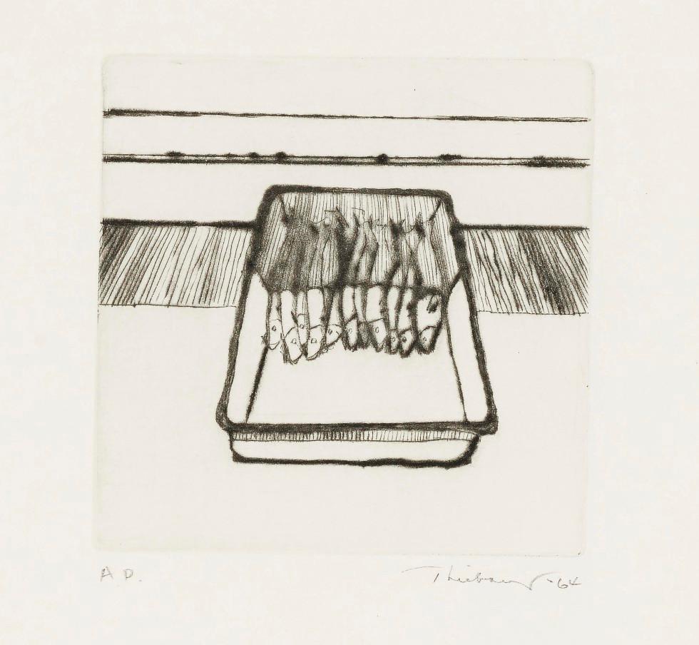 Wayne Thiebaud Still-Life Print - 'Fish' Drypoint Print, Signed Artist's Proof