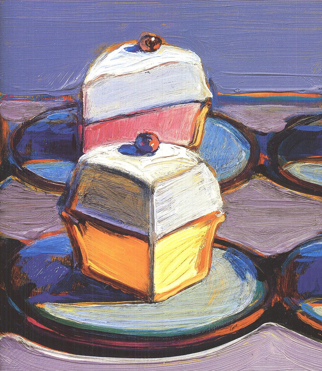 Meringue Mix, dipinto originariamente da Wayne Thiebaud nel 1995, mostra il celebre approccio dell'artista alla rappresentazione di dessert ricchi di colore, consistenza e fascino stravagante. Questa riproduzione, pubblicata e stampata da te Neues