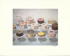 WAYNE THIEBAUD Cakes SIGNED 32" x 40" Giclee 2008 Pop Art Pastel, Pink, Brown