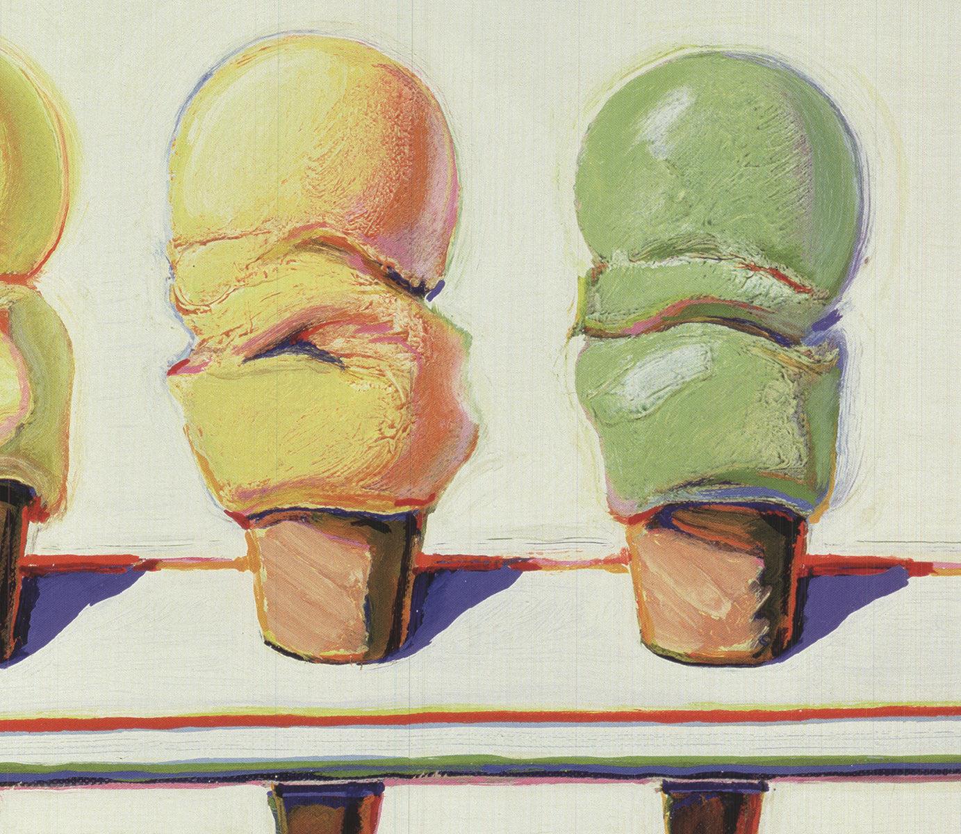 Wayne Thiebaud 'Four Ice Cream Cones' 2010- Offset Lithograph For Sale 3