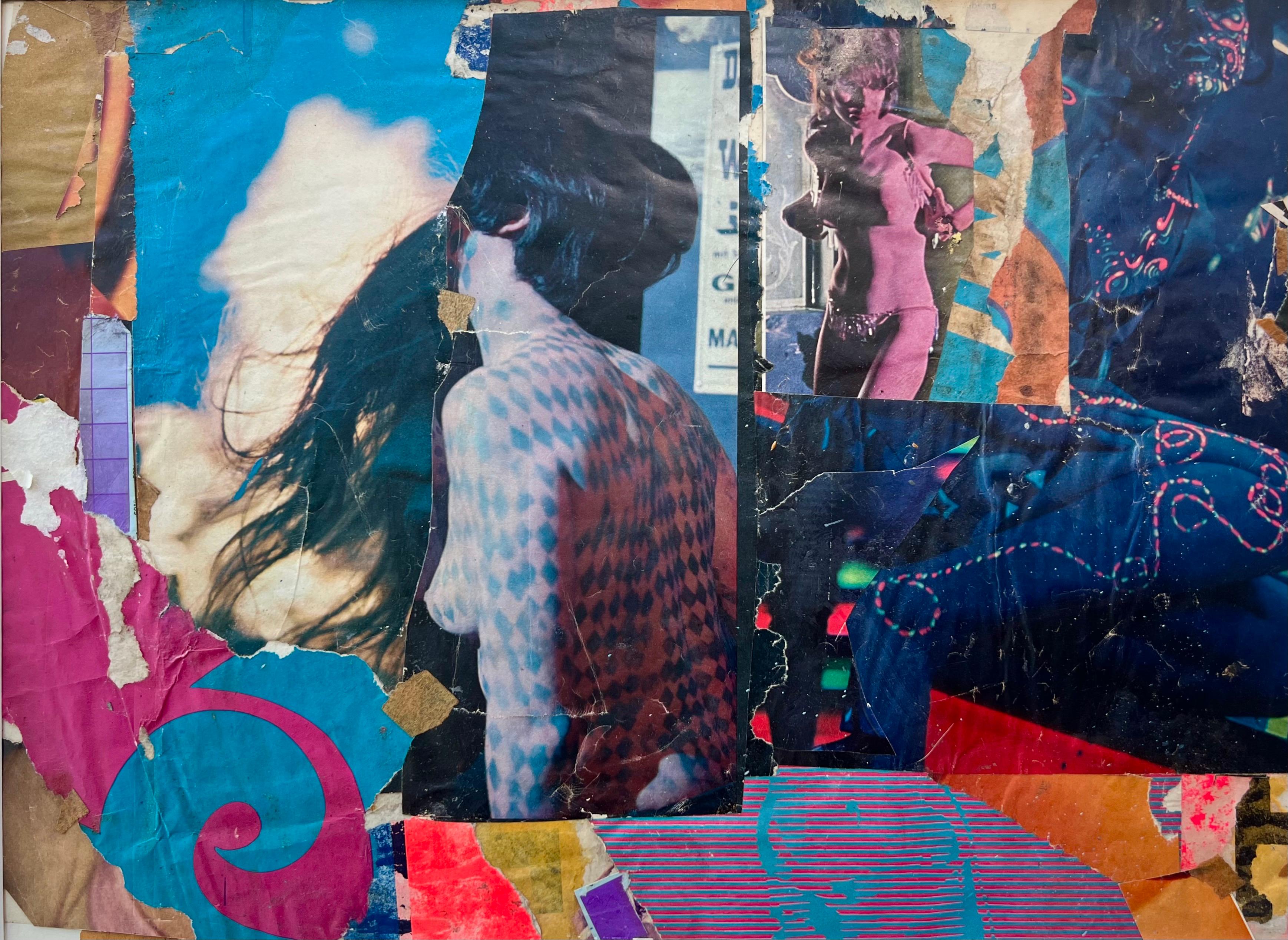 Paper and Adhesive collage by Wayne Timm. Image or mat opening measures 11.75x 16 in. 

In the 1960's, Wayne Timm rubbed elbows with the likes of Warhol, Lichtenstein, Rauchenburg and many others, in the time he had an Art studio loft in New York