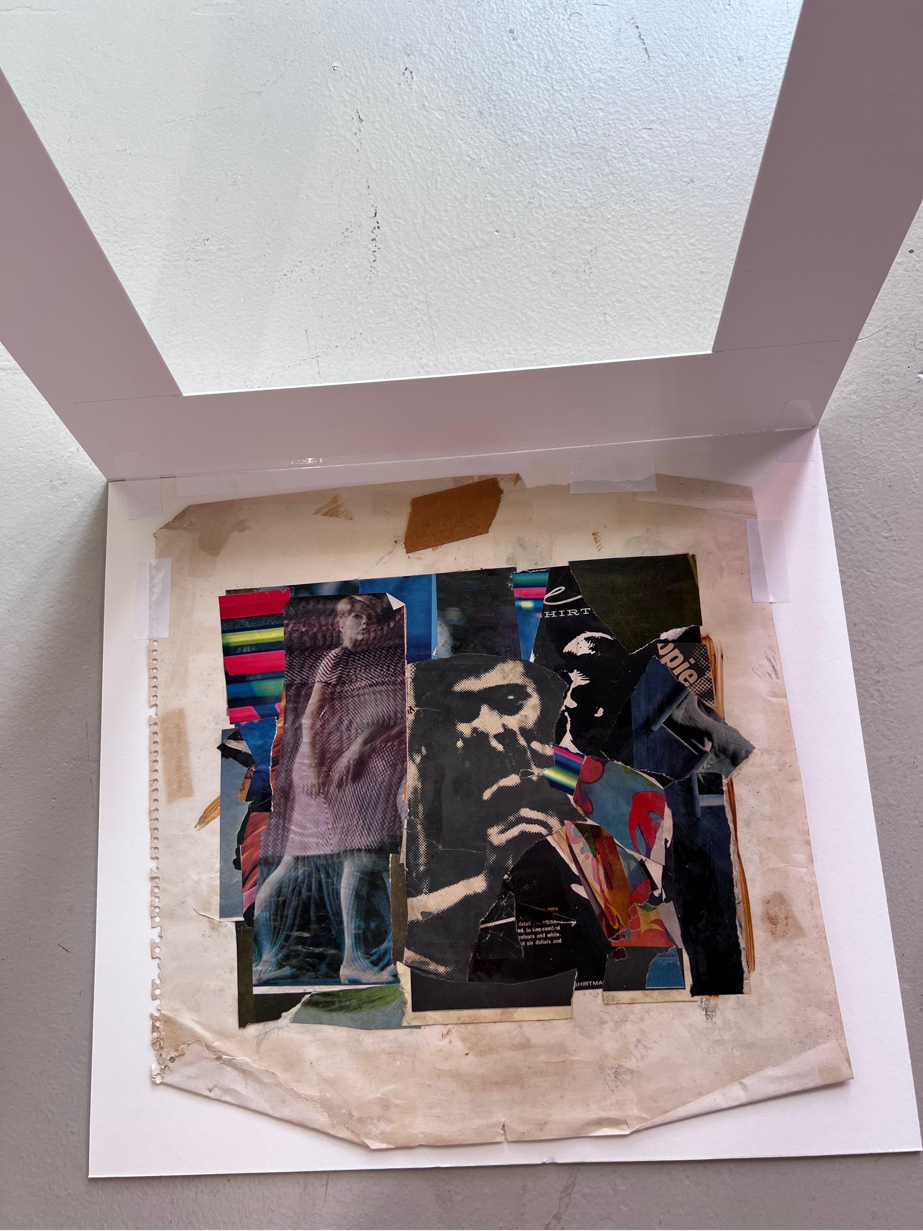 Paper and Adhesive collage by Wayne Timm. Image measures 11 x 13in. 

In the 1960's, Wayne Timm rubbed elbows with the likes of Warhol, Lichtenstein, Rauchenburg and many others, in the time he had an Art studio loft in New York City and while