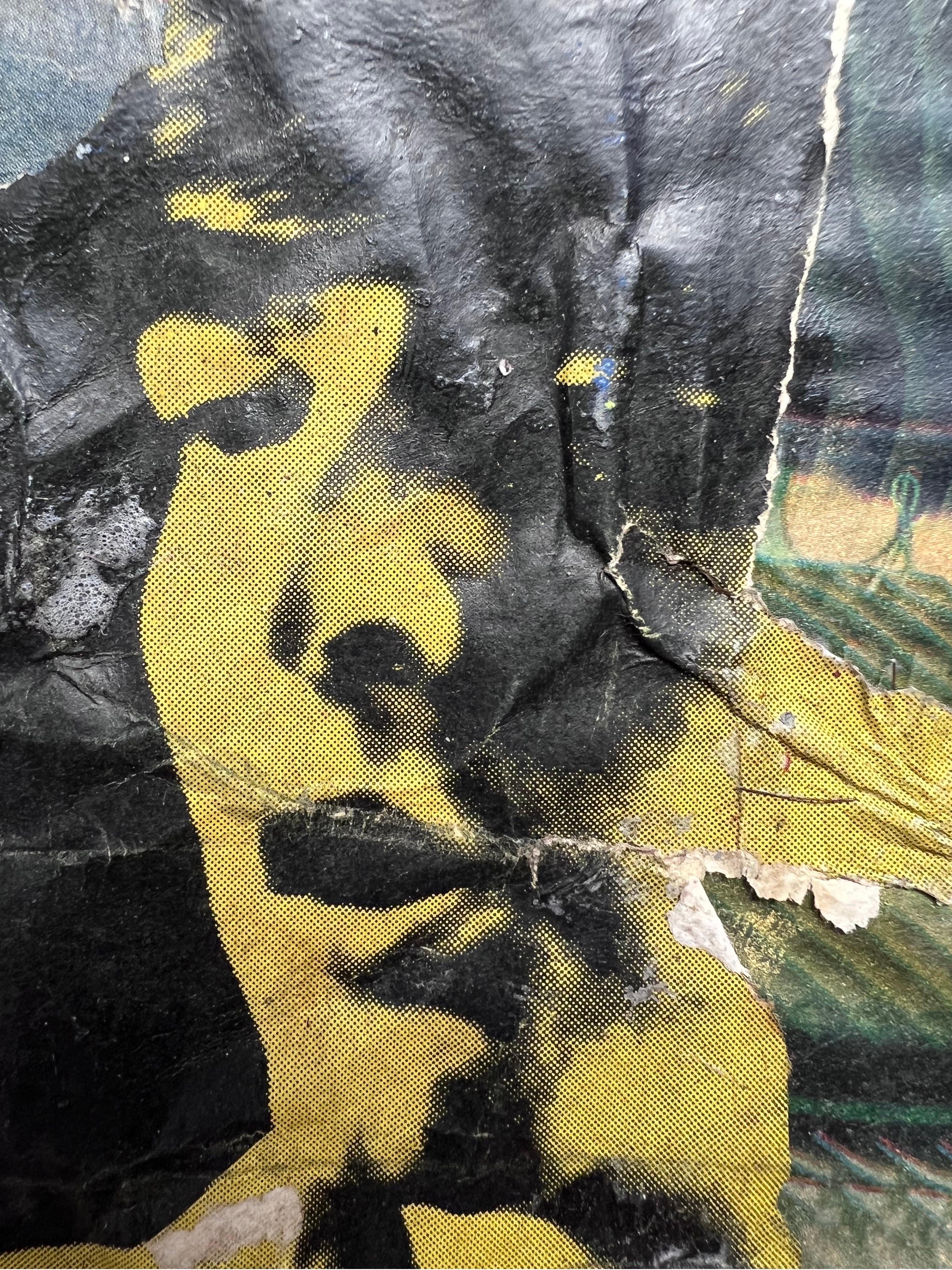 Paper and Adhesive collage by Wayne Timm. Image or mat opening measures 8 x 8 in. 

In the 1960's, Wayne Timm rubbed elbows with the likes of Warhol, Lichtenstein, Rauchenburg and many others, in the time he had an Art studio loft in New York City