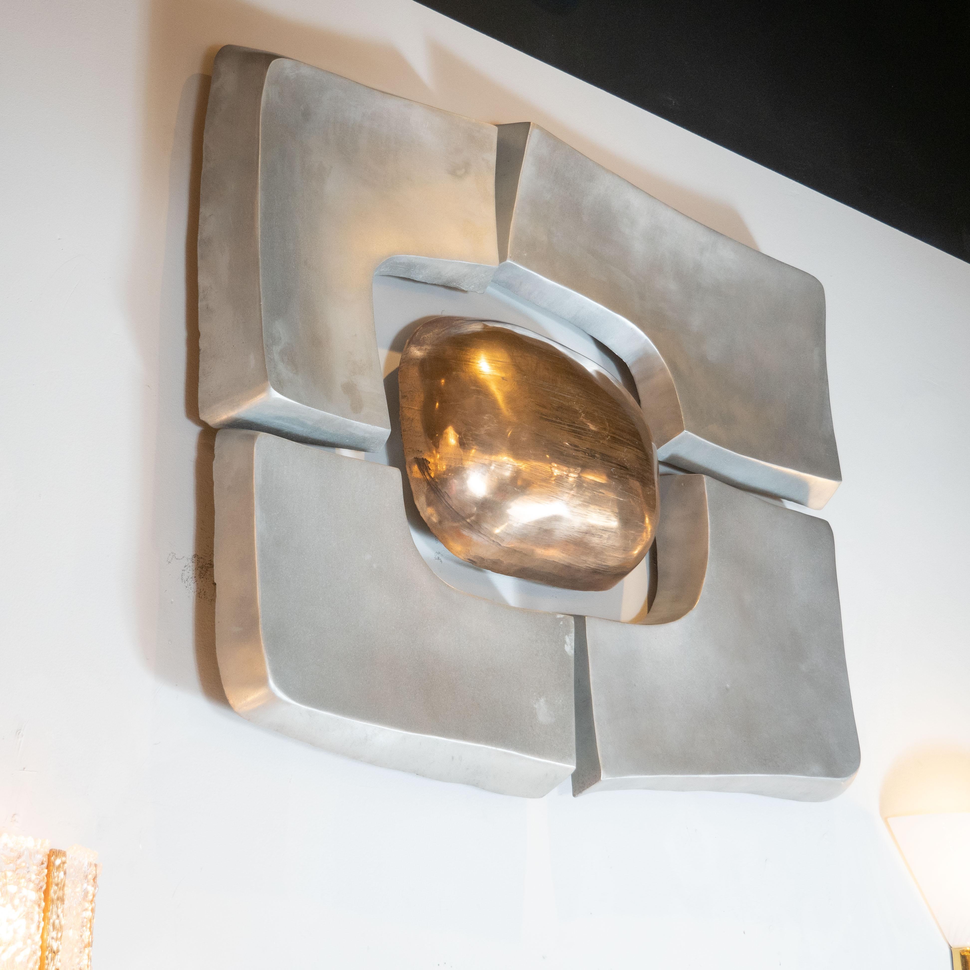 Untitled (Brutalist Aluminum and Bronze Sculpture) - Abstract Mixed Media Art by Wayne Trapp
