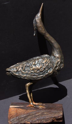 Bronze Heron Sculpture by Wayne F Williams
