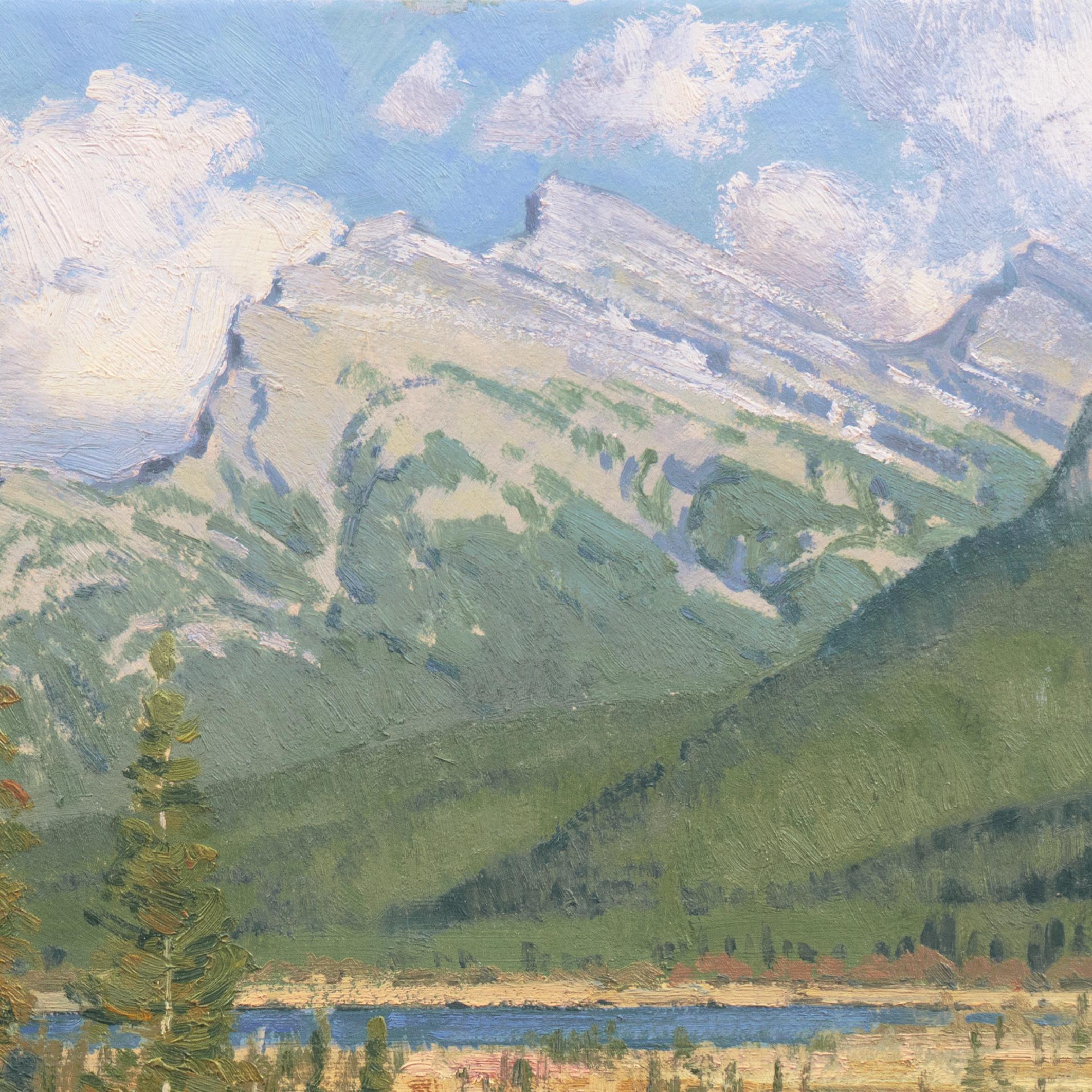 'Mt. Rundle, Canada', Alberta, Prix de West, National Academy of Western Art - Brown Landscape Painting by Wayne Wolfe