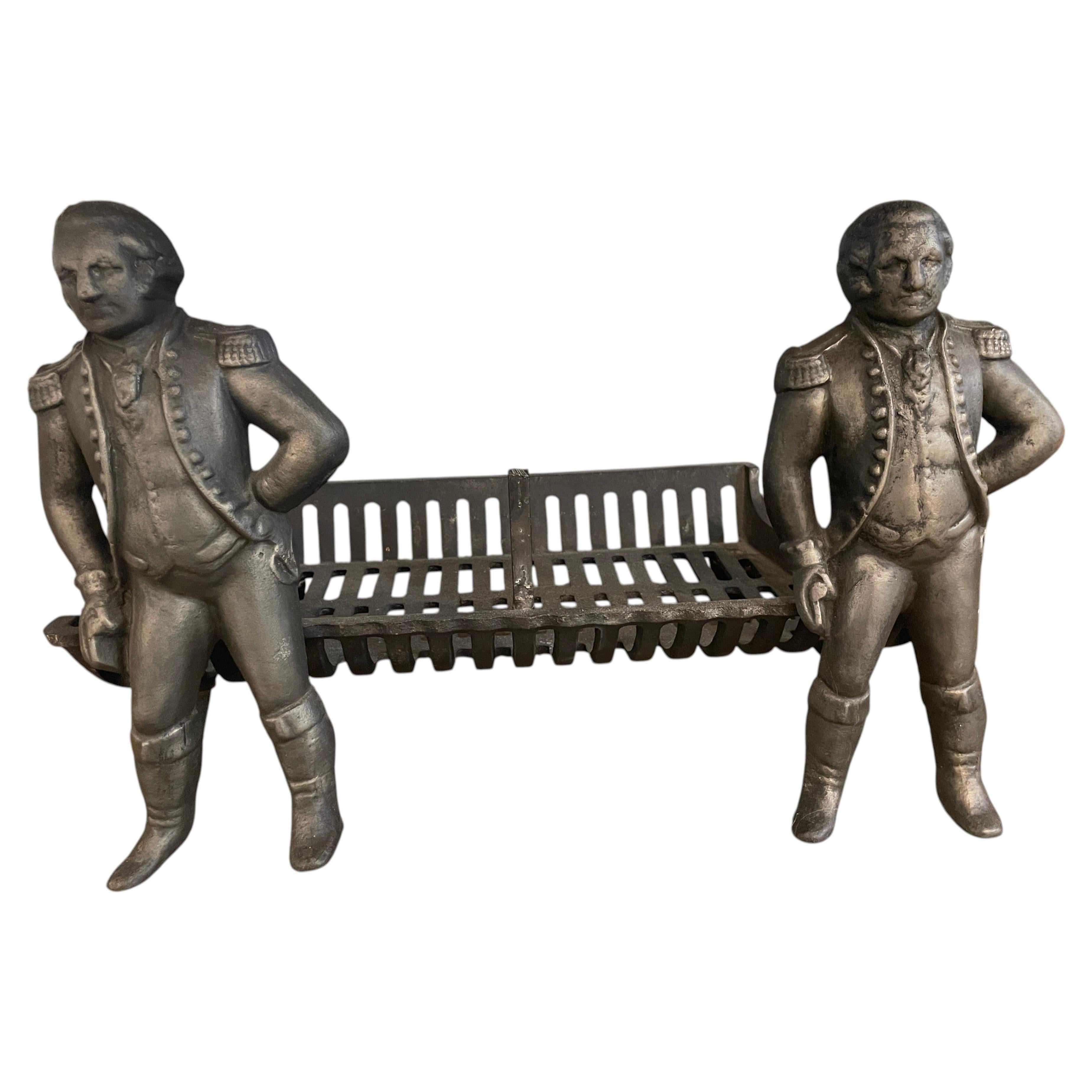 Waynesboro George Washington Figural fire log with Grate, Circa 1890
