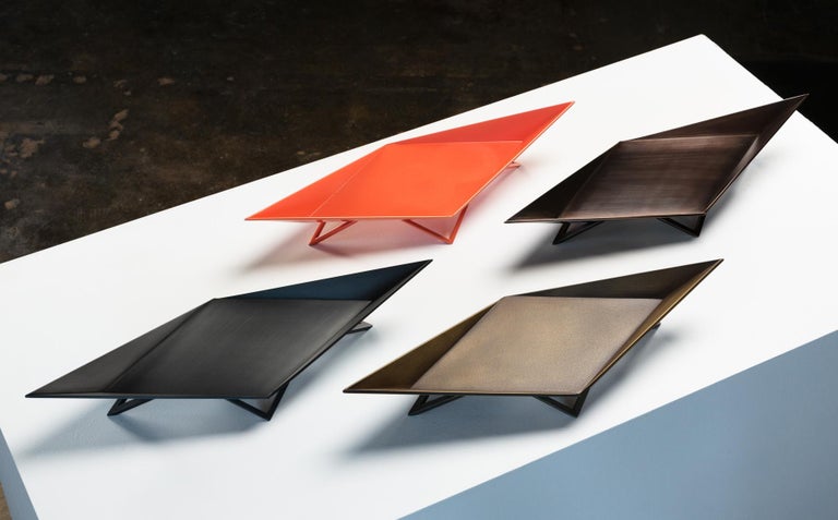 Futurist Waypoint Centerpiece, Blackened Steel, Decorative Vide-Poche by Force/Collide For Sale