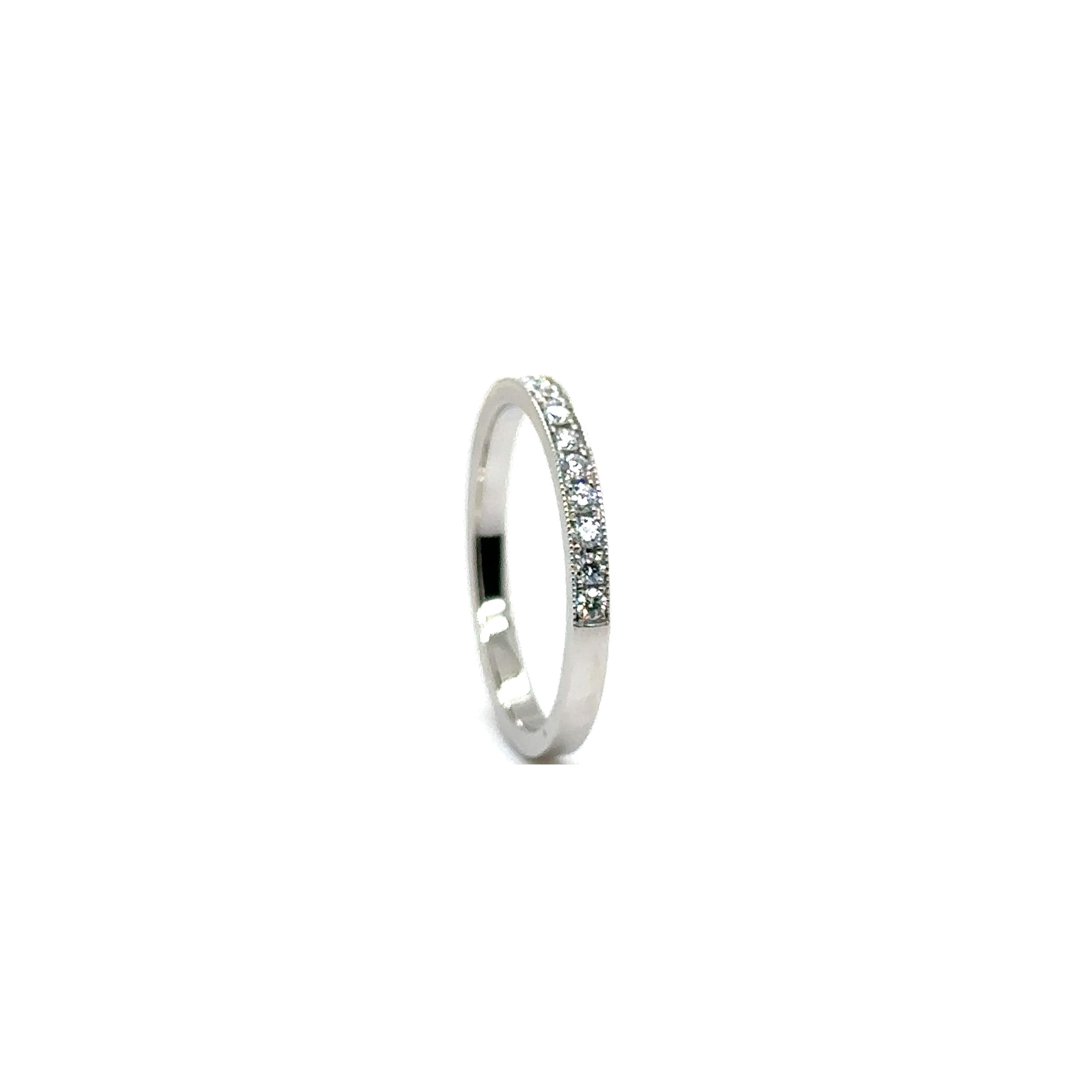 Modern WB-17-PLAT - PLATINUM WEDDING BAND with 0.26 CT HALF WAY AROUND DIAMONDS For Sale