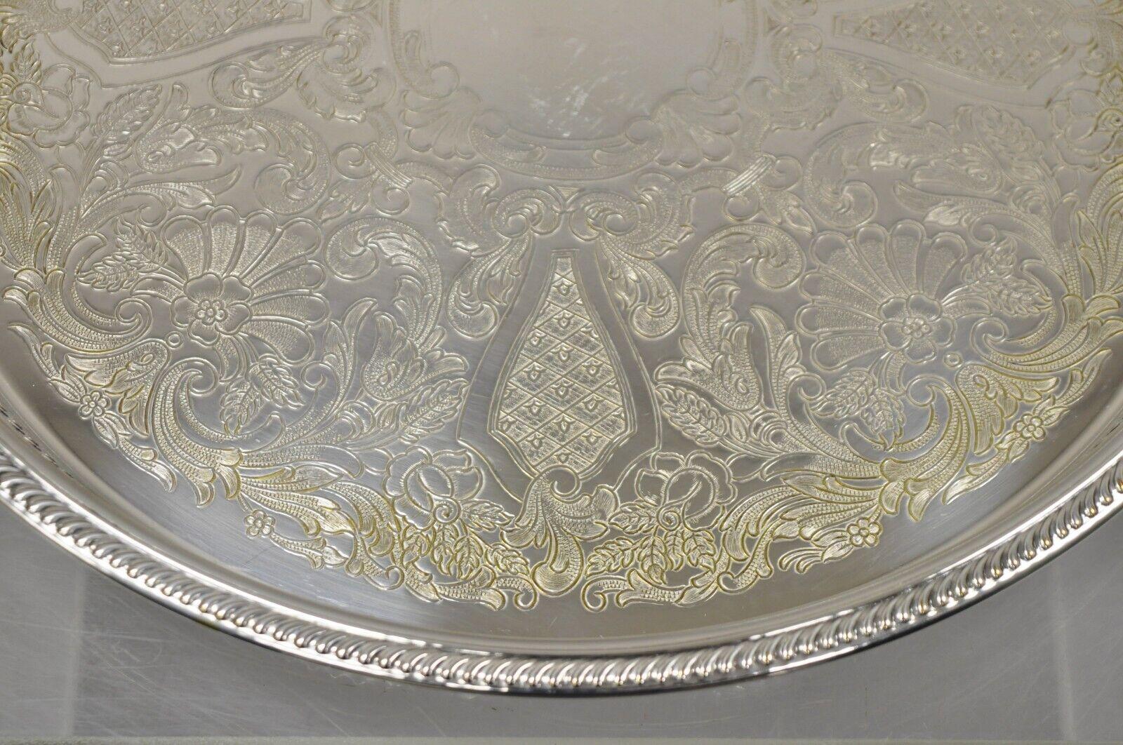 WB Rogers Silver Co Silver Plated Pierced Gallery 15” Serving Platter Tray For Sale 3
