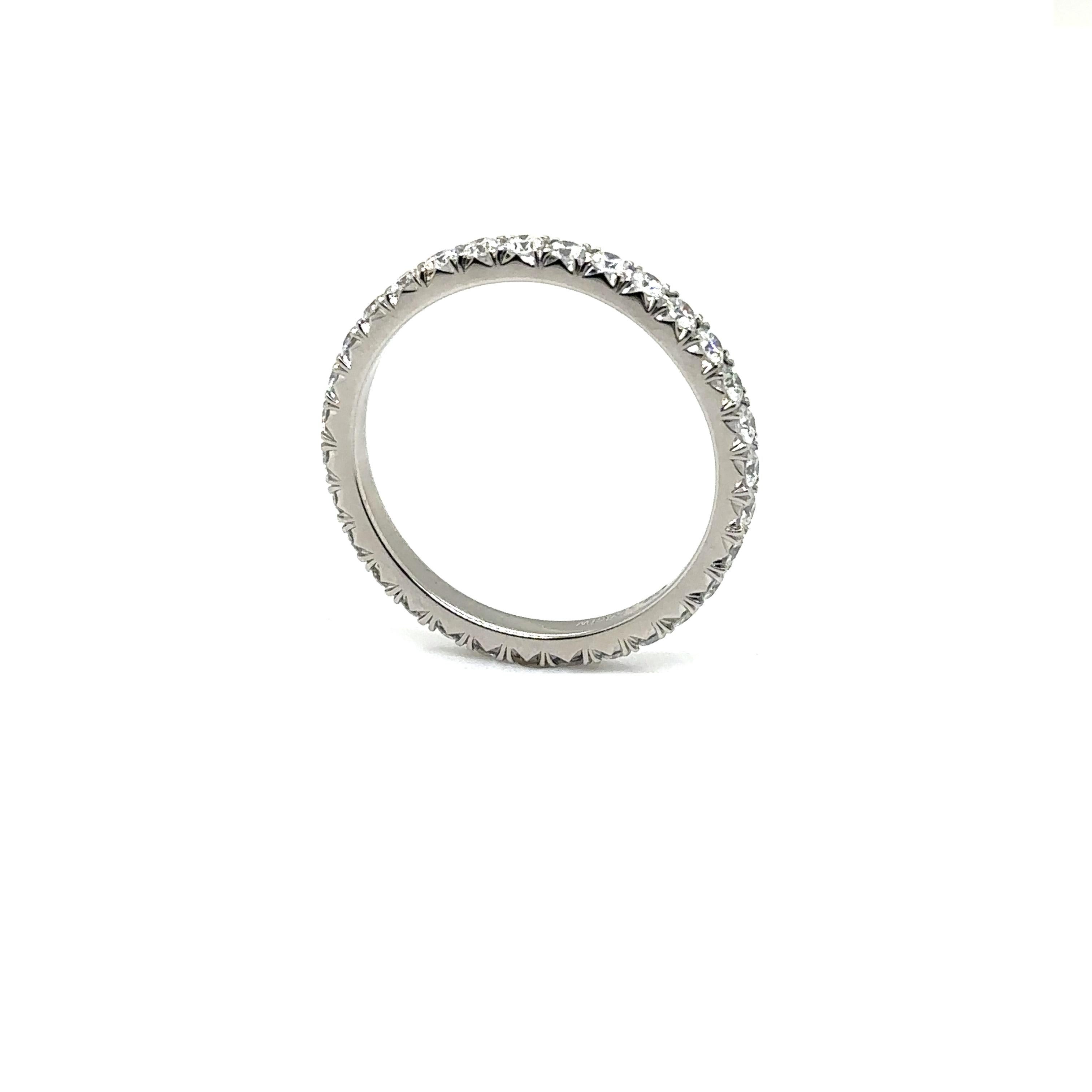 Women's WB31 PLAT - PLATINUM WEDDING BAND with 0.68 CWT DIAMONDS For Sale