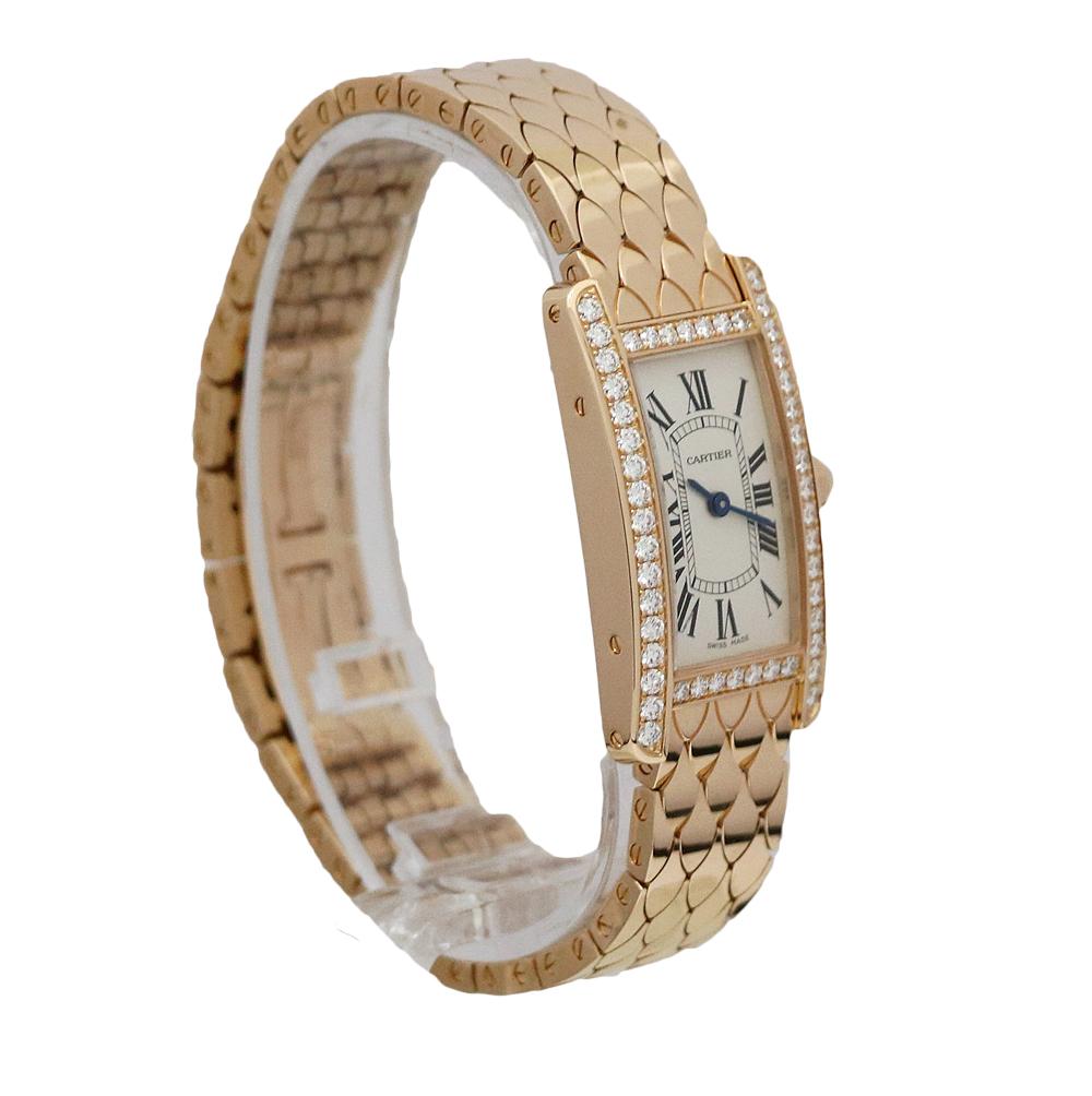 WB710008 Cartier Tank Americaine with Diamond Bezel In Excellent Condition For Sale In Naples, FL