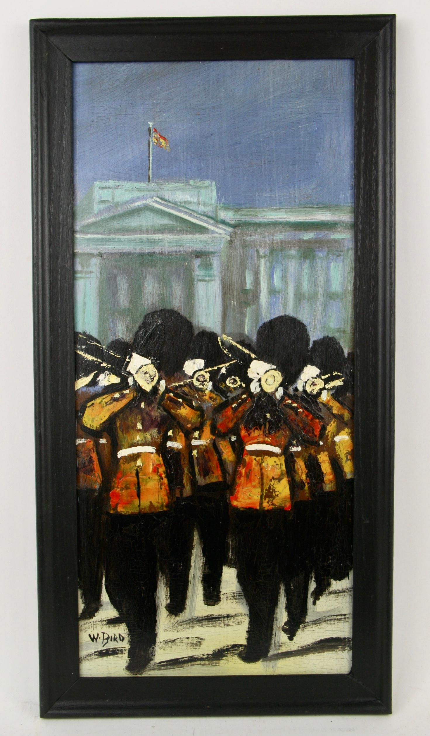 W.Bird Figurative Painting - English Oil  Framed "Changing of The Guard Buckingham Palace "