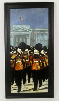 English Oil  Framed "Changing of The Guard Buckingham Palace "