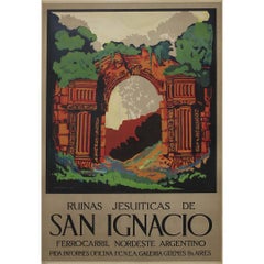 1929 Original-Reiseplakat von W.C. Hurrie - San Ignacio Jesuitenruinen, Argentinien