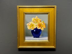 W.C. Nowell, "Fairytales in Cobalt", 14x12 Floral Still Life Oil Painting
