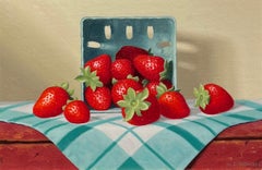 W.C. Nowell "Fresh Picked" 8x12 Strawberry Country Fruit Still Life peinture à l'huile