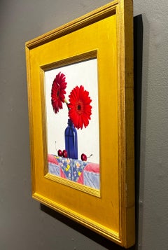 W.C. Nowell, "Rotes Paar", 13x11 Blumenkirsch-Stillleben Ölgemälde auf Leinwand