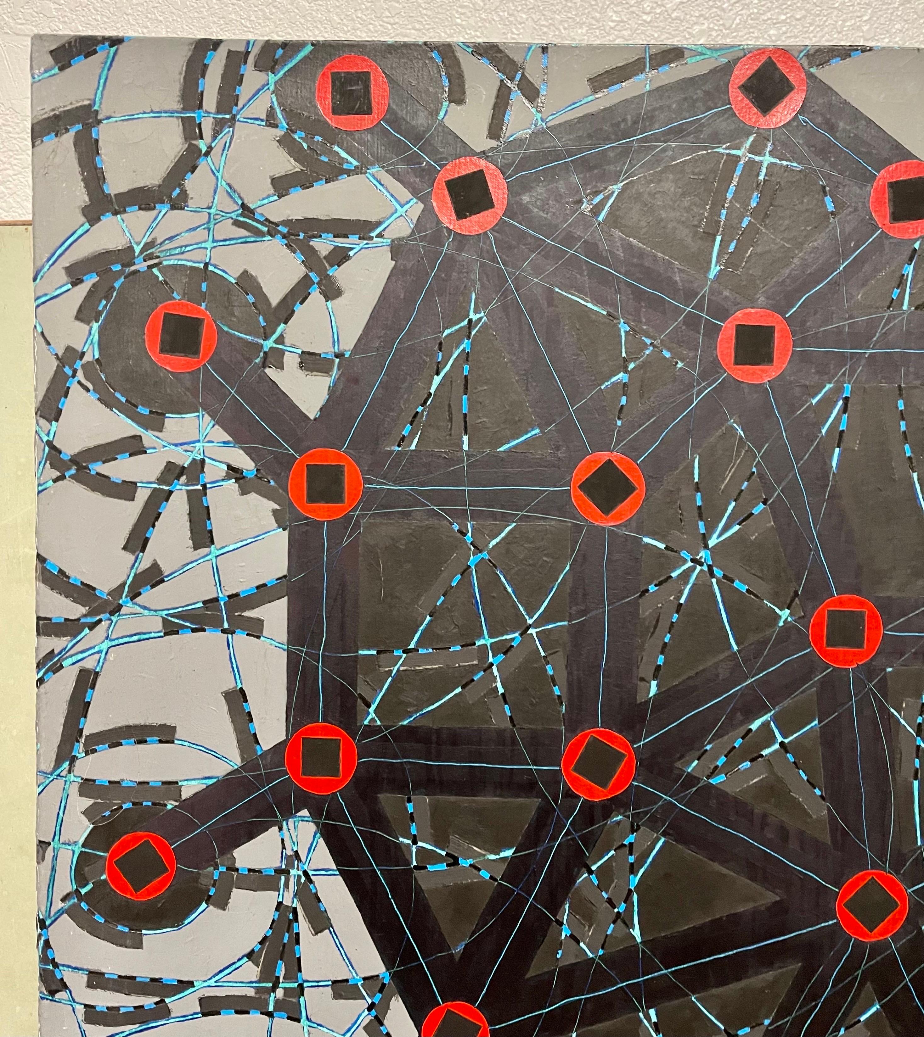 Stop Flats La noche se detiene Pintura al óleo geométrica abstracta modernista W.C. Richardson en venta 9