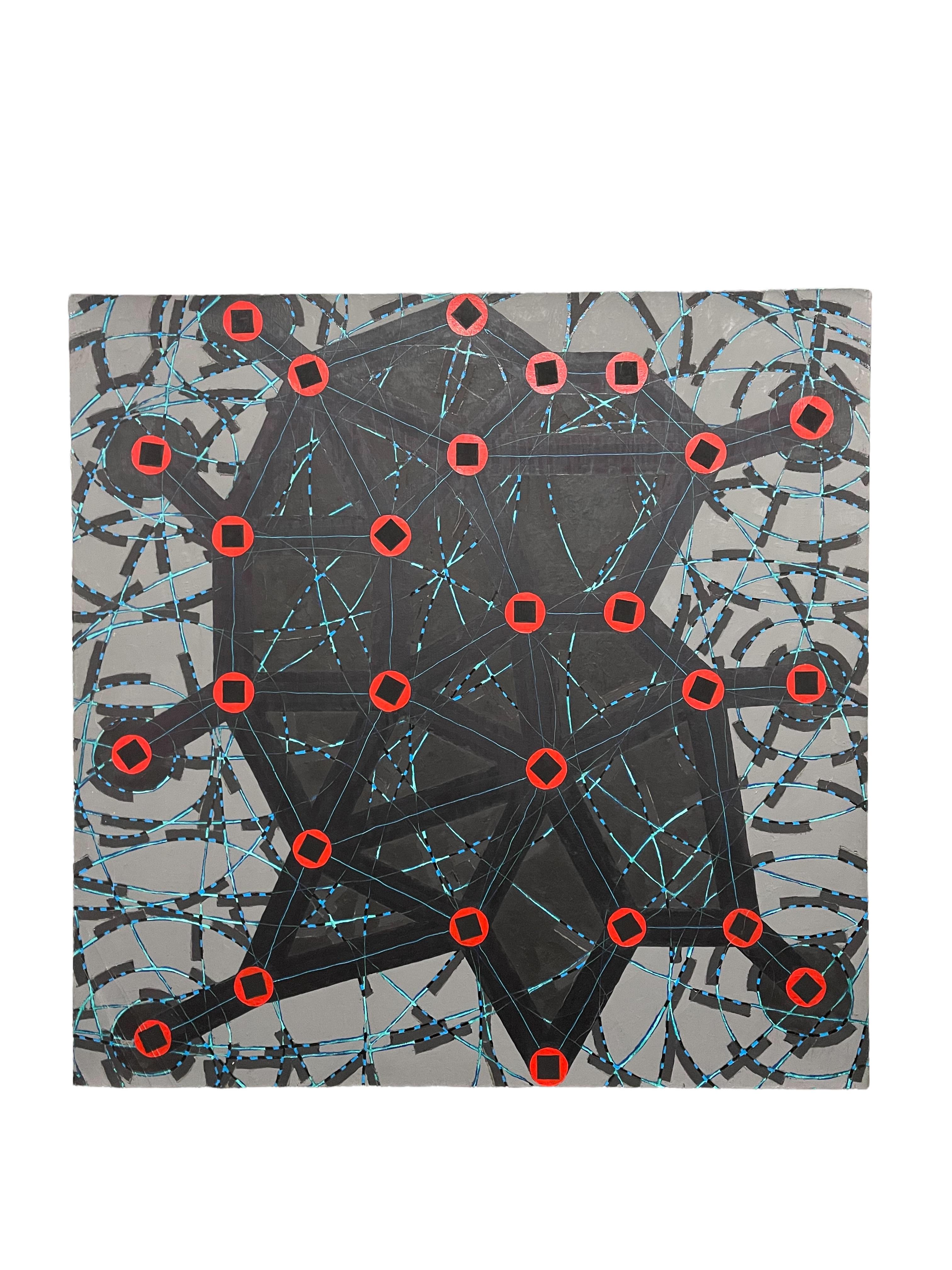 Stop Flats La noche se detiene Pintura al óleo geométrica abstracta modernista W.C. Richardson en venta 3