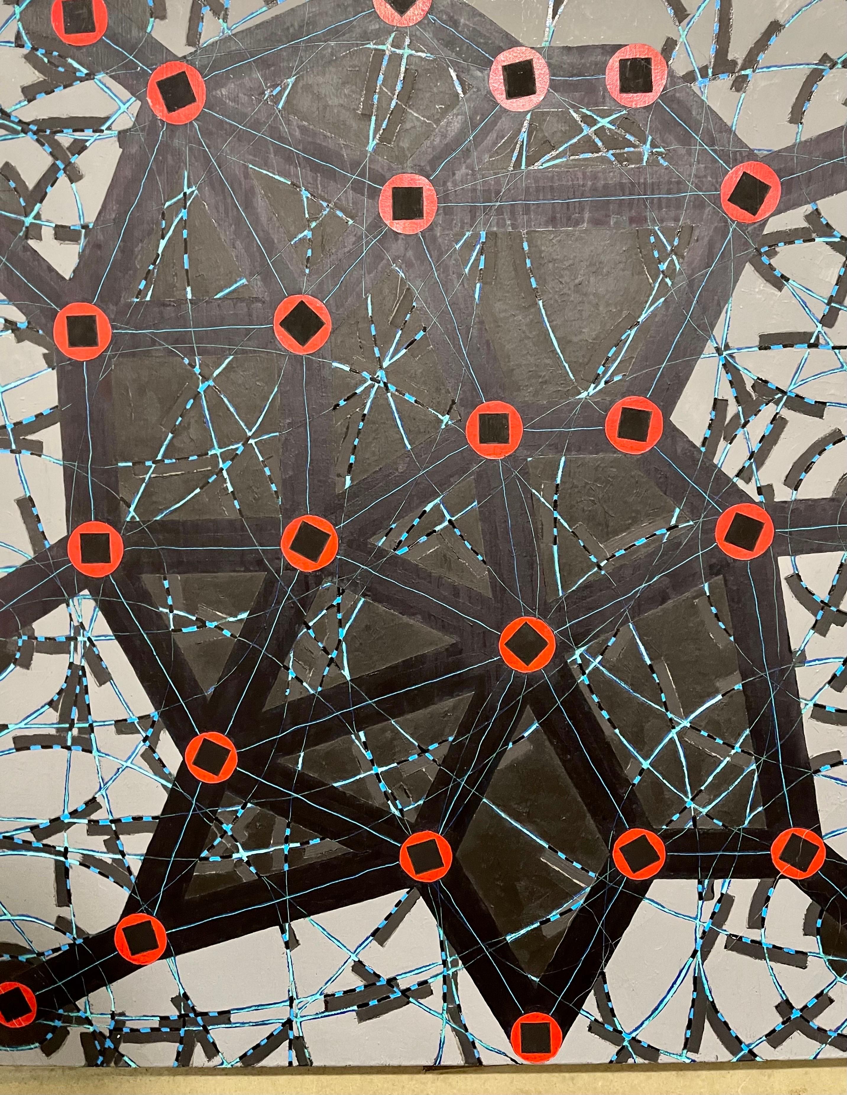 Stop Flats La noche se detiene Pintura al óleo geométrica abstracta modernista W.C. Richardson en venta 5
