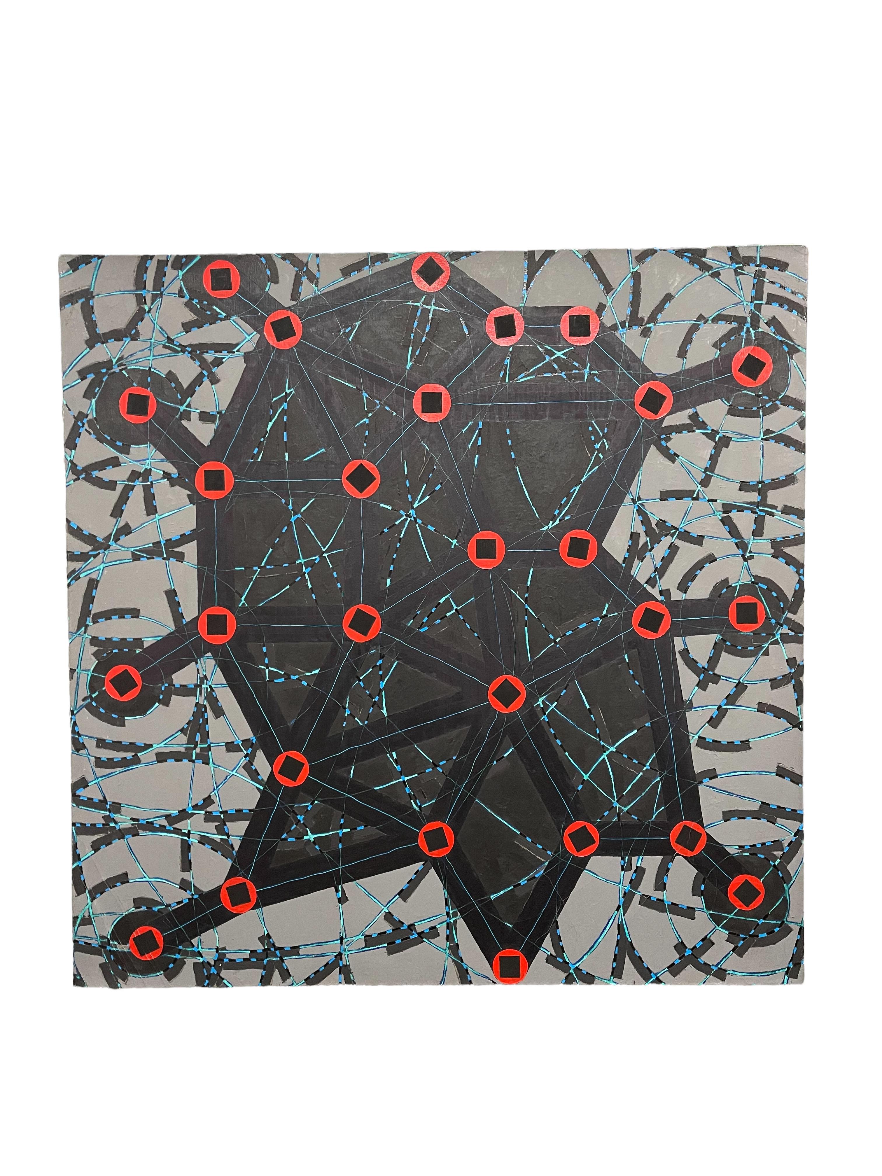 Stop Flats Night Stops, peinture à l'huile moderniste géométrique abstraite, W.C. Richardson en vente 6