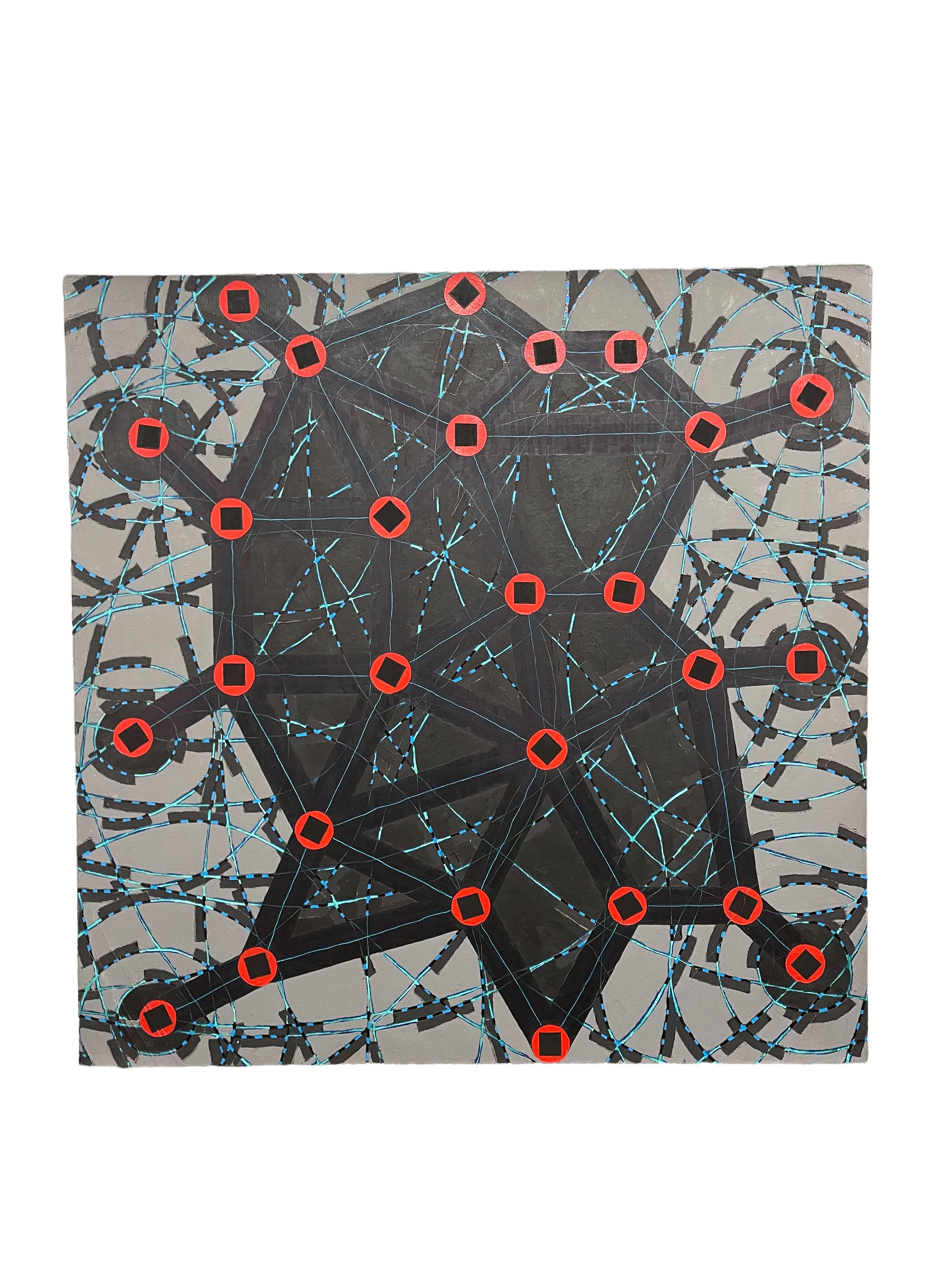 Stop Flats La noche se detiene Pintura al óleo geométrica abstracta modernista W.C. Richardson en venta 6