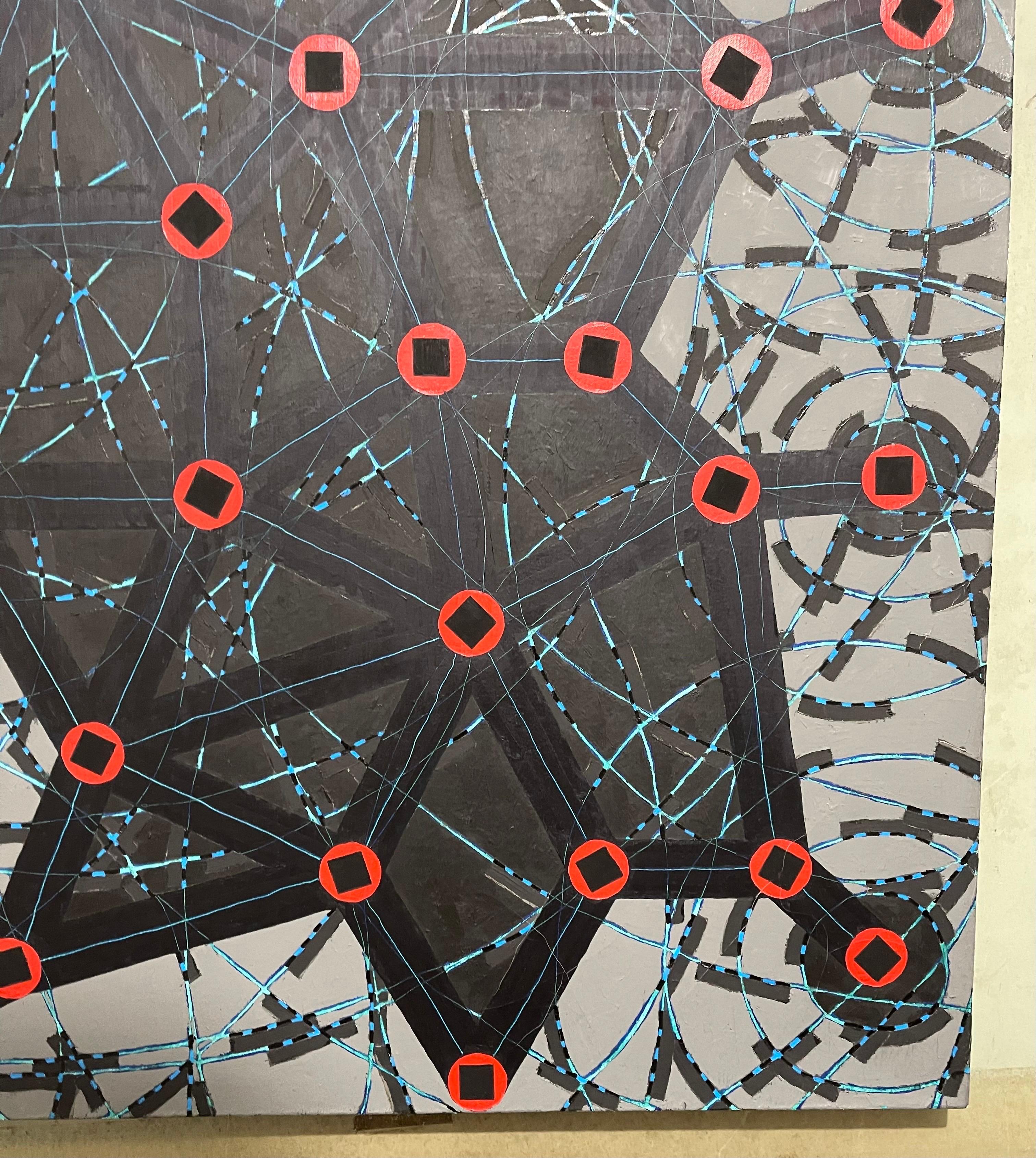 Stop Flats La noche se detiene Pintura al óleo geométrica abstracta modernista W.C. Richardson en venta 7