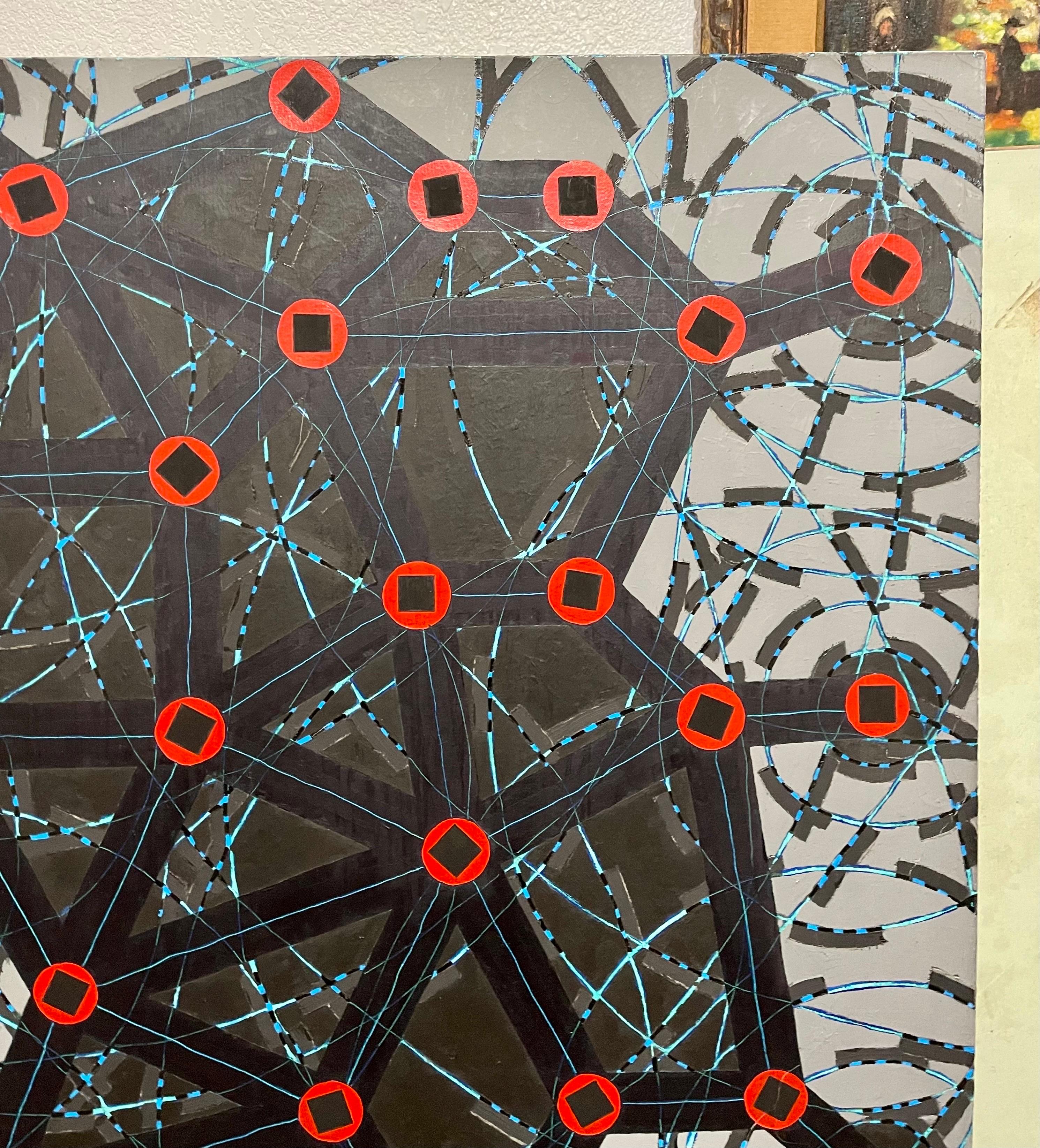 Stop Flats La noche se detiene Pintura al óleo geométrica abstracta modernista W.C. Richardson en venta 8