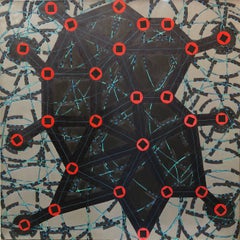 Stop Flats La noche se detiene Pintura al óleo geométrica abstracta modernista W.C. Richardson